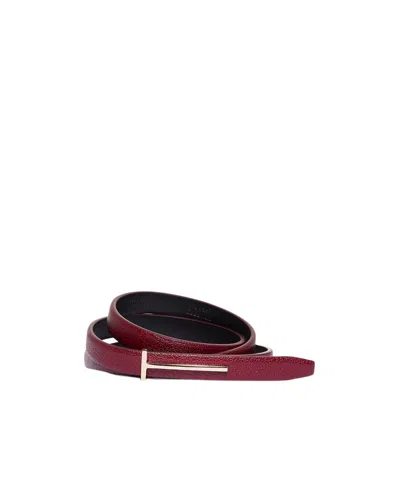Tom Ford Buckle Belt In Burgundy