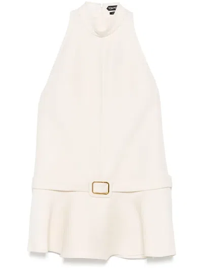 Tom Ford Buckle-detail Flared Mini Dress In Neutrals