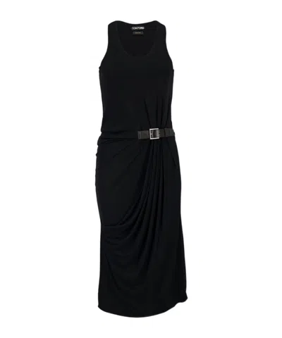 Tom Ford Buckle Detailed Tank Dress In Black