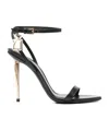 Tom Ford Black Sandals With Metal Heel And Padlock In Leather Woman In Black