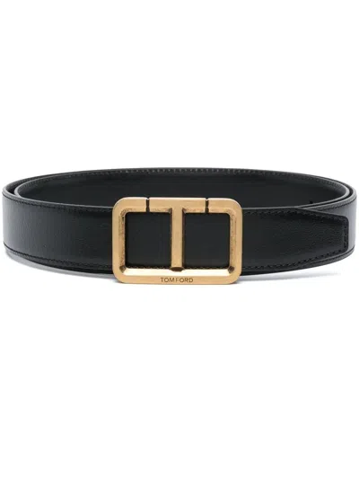 Tom Ford Leather Belt In Black