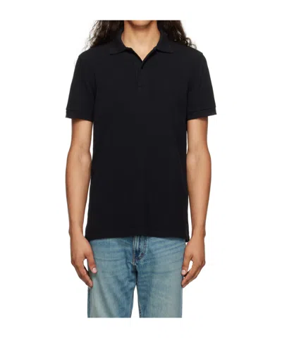 Tom Ford Buckle Short Sleeve Polo Shirt In Black