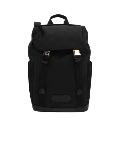 Tom Ford Buckle-straps Drawstring Backpack In Black