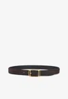 Tom Ford Adjustable Length Gold-tone Buckle Suede Finish In Brown