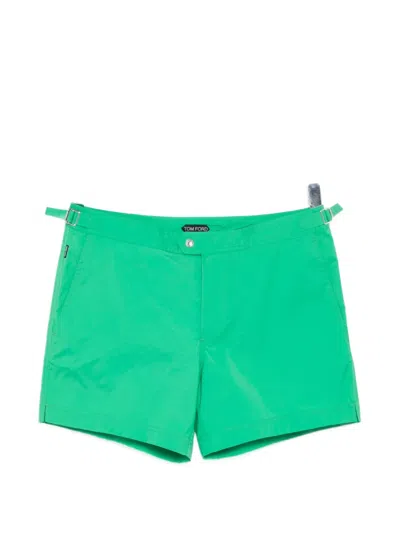 Tom Ford Buckled Swim Shorts In Green