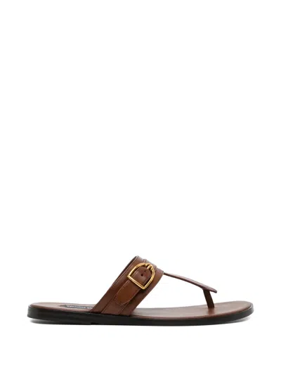 Tom Ford Buckle-detail Leather Sandals In Brown