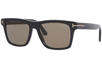 Pre-owned Tom Ford Buckley-02 Tf906 01h Sunglasses Men's Shiny Black/polarized Roviex 56mm In Brown