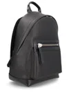 Tom Ford Textured Leather Backpack With Pocket On The Front In Black