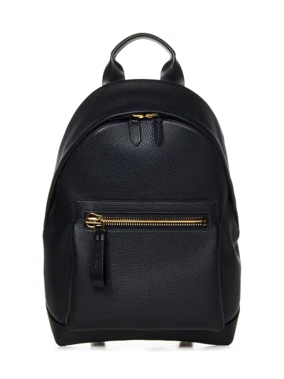 Tom Ford Buckley Grained Leather Backpack In Black