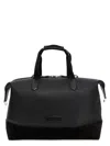 Tom Ford Leather Duffle Bag With Suede Inserts And Logo Patch In Black