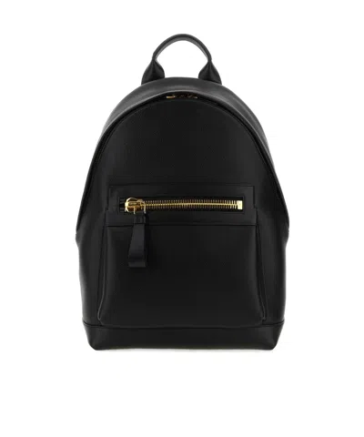 Tom Ford Buckley Grained Leather Backpack In Black