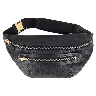Tom Ford Buckley Grained Sling Bag In Black Leather
