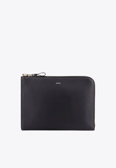 Tom Ford Buckley Leather Document Holder In Black