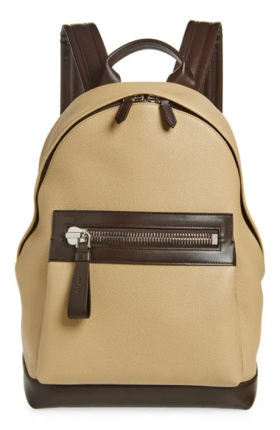 Tom Ford Buckley Soft Grained Leather Backpack In Dune/brown