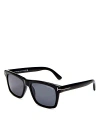 Tom Ford Men's Buckley-02 Square Acetate Sunglasses In Black/gray Solid