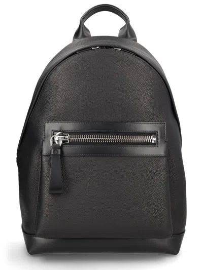 Tom Ford Buckley Textured Calf Leather Backpack In Grey
