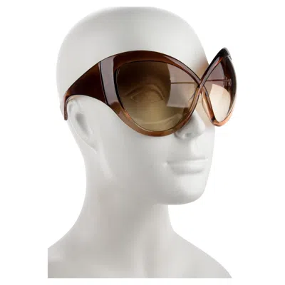 Pre-owned Tom Ford "bug" Oversize Brown Gradient Sunglasses New With Case