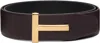 Tom Ford Burgundy & Black Reversible T Icon Belt