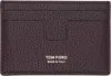 Tom Ford Bordeaux Card Holder With Embossed Logo Lettering On The Front In Grained Leather Man In Brown