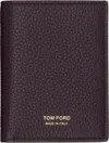 Tom Ford Burgundy Grain Leather Folding Card Holder