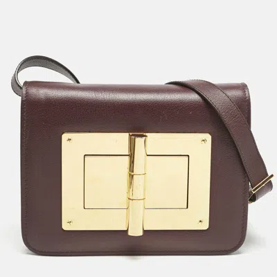 Pre-owned Tom Ford Burgundy Leather Small Natalia Crossbody Bag