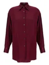 Tom Ford Stretch Silk Satin Relaxed Fit Shirt In Red