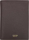Tom Ford Burgundy Soft Grain Leather T Line Passport Holder In Brown