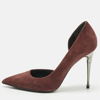 Pre-owned Tom Ford Burgundy Suede D'orsay Pointed Toe Pumps Size 38