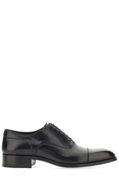 Tom Ford Burnished Claydon Lace-up Shoes In Black