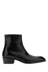 Tom Ford Vincent Burnished Leather Ankle Boots In Black
