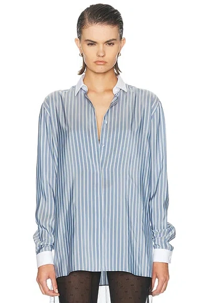 Tom Ford Business-stripe Silk Boyfriend Shirt In White