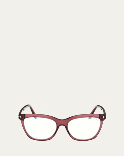Tom Ford Butterfly Blue Block Optical Frames In Redo
