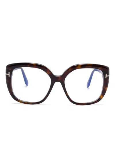 Tom Ford Butterfly-frame Glasses In ブラウン