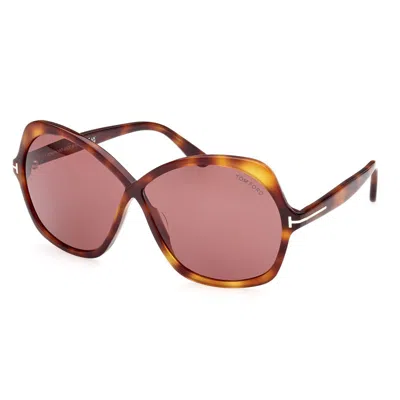 Tom Ford Butterfly Full Rim, With A Dark Havana Frame And Violet Lens. In Brown