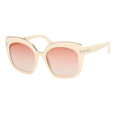 Tom Ford Butterfly Full Rim, With A Shiny Ivory With Rose Gold Frame And Gradient Bordeaux Lens. In Neutral