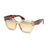 Tom Ford Butterfly Full Rim, With A Shiny Pink/havana Frame And Gradient Brown Lens.