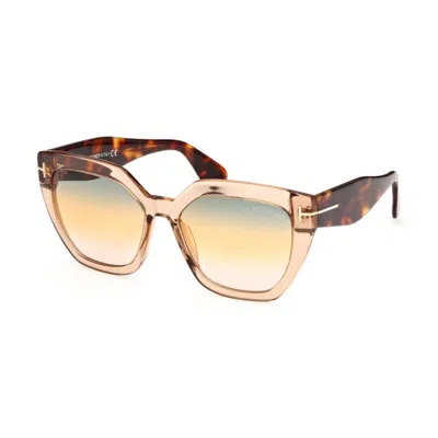 Tom Ford Butterfly Full Rim, With A Shiny Pink/havana Frame And Gradient Brown Lens.