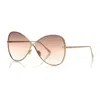 Tom Ford Butterfly Full Rim, With A Shiny Rose Gold Frame And Gradient Turquoise To Sand Lens.