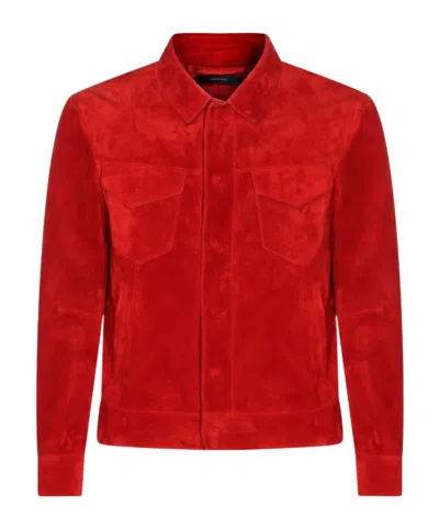 Tom Ford Button-down Collared Jacket In Red