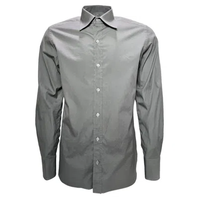 Tom Ford Button-down Long Sleeve Shirt In Grey Cotton