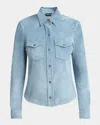 Tom Ford Button Down Suede Top In Azure