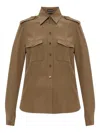 Tom Ford Silk Shirt With Shoulder Pads And Pockets In Brown