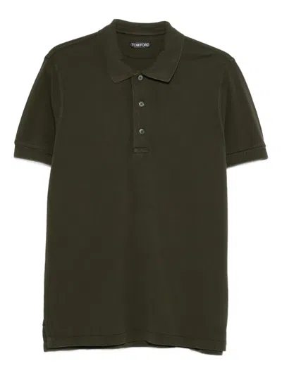 Tom Ford Lyocell & Cotton Piqué Polo In Green