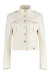 Tom Ford Stand-up Collar Cropped Jacket In Green