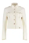 Tom Ford Stand-up Collar Cropped Jacket In Panna