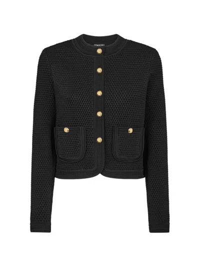 Tom Ford Button Patch-pocket Cardigan In Black