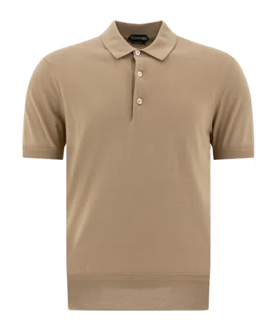 Tom Ford Button Polo Shirt In Nude