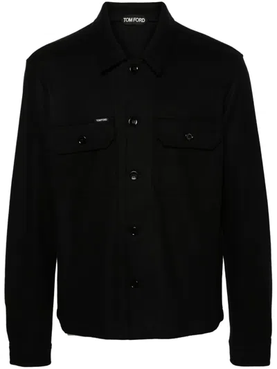 Tom Ford Button-up Cashmere Overshirt In Black
