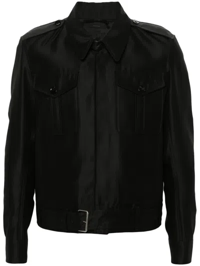 Tom Ford Button-up Military Jacket In Black