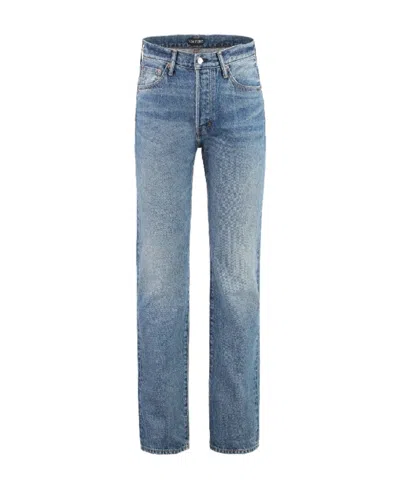 Tom Ford Button Zipper Denim Trousers In Blue